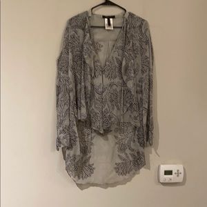 BCBG Joel Pattered High- Low Blouse